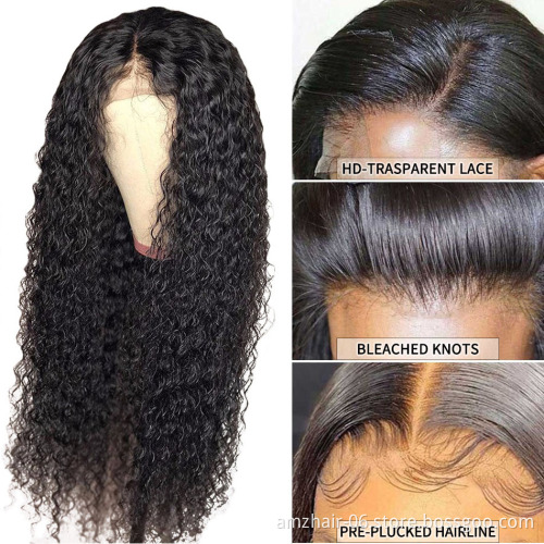 Raw Indian Virgin Human Hair Wigs Swiss Lace Front Pre Plucked With Baby Hair Full HD Lace Closure Human HairWig Bleached Knots